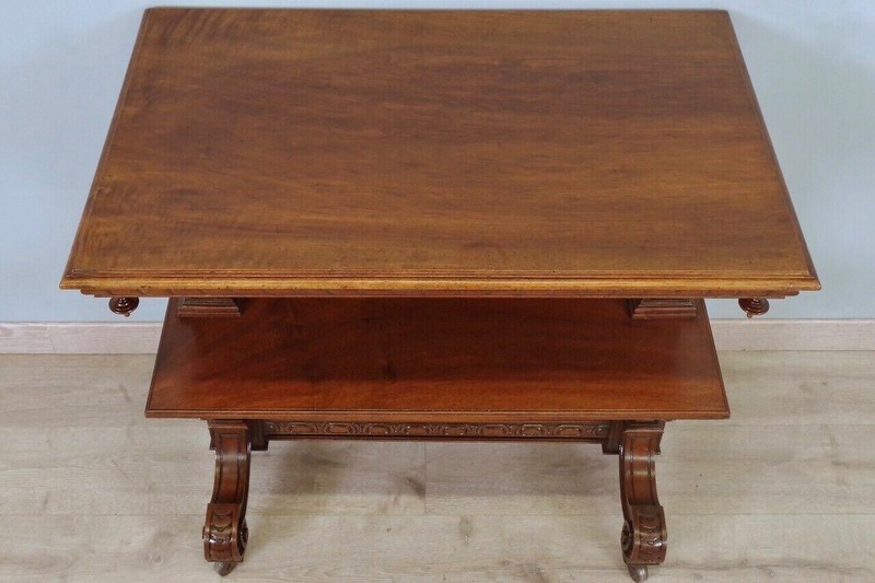 Renaissance Carved Walnut Tea Table - circa 1900 gallery