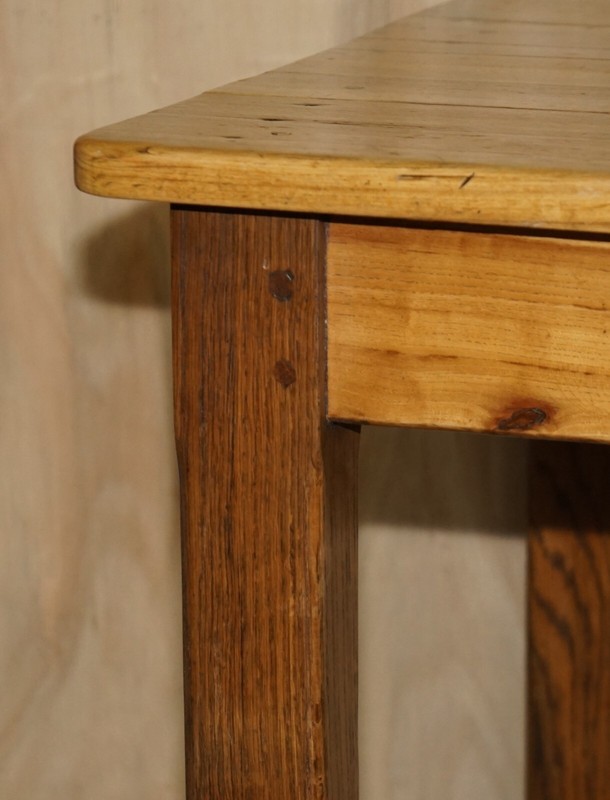 LOVELY ANTIQUE FRENCH FARMHOUSE FRUITWOOD & OAK TWO TONE REFECTORY DINING TABLE gallery