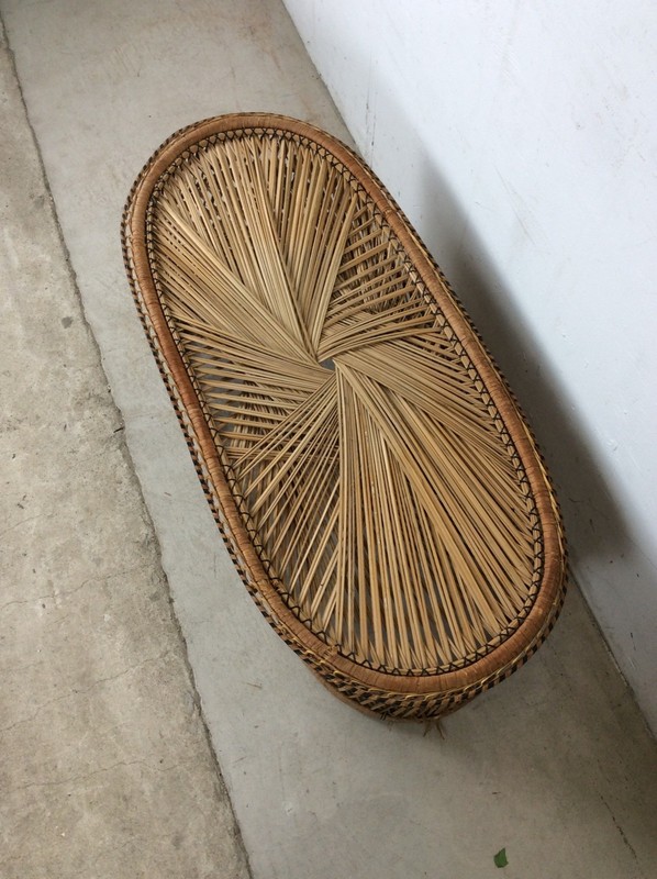Vintage Rattan Oval Shaped Coffee Table gallery