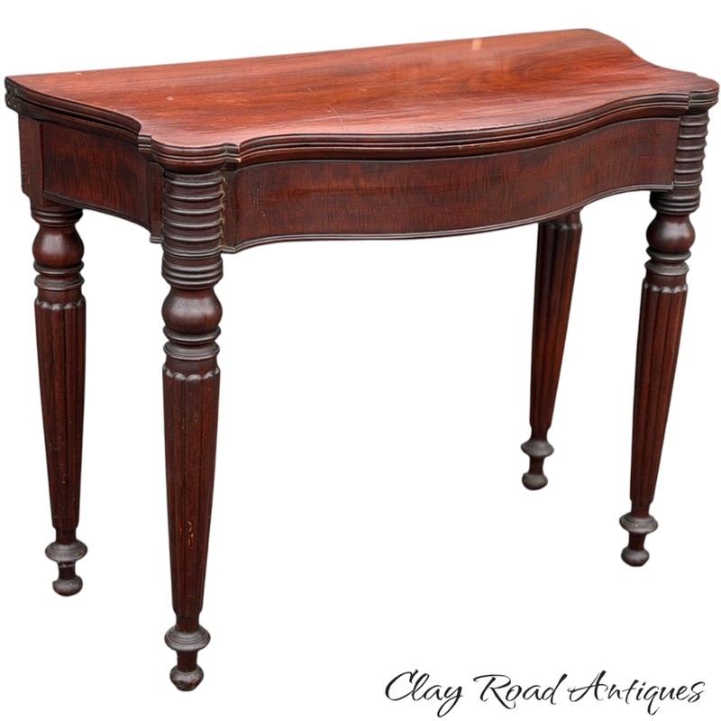Antique mahogany Boston console card game table original finish federal 1820 gallery