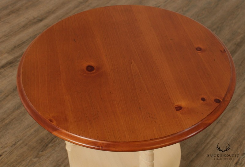 Rustic Vintage Pine Round Side Table gallery