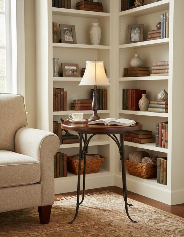 Charleston Wrought Iron Side Table - Hand-Forged Iron and Wood - Minimalist Styl