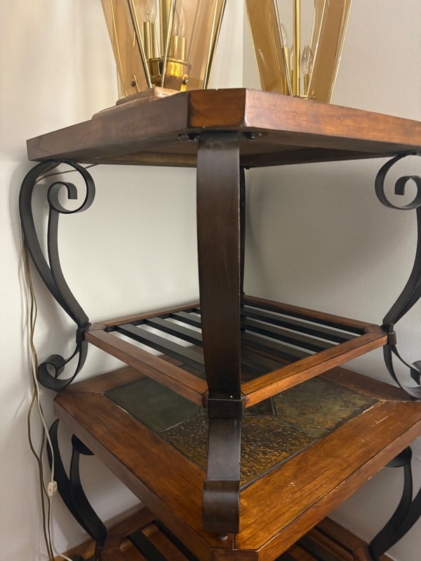 s tropical, hardwood Roth, iron and tile end table gallery