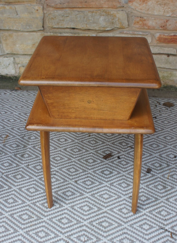Mid Century Modern HEYWOOD WAKEFIELD step two tier end table bentwood legs HTF gallery
