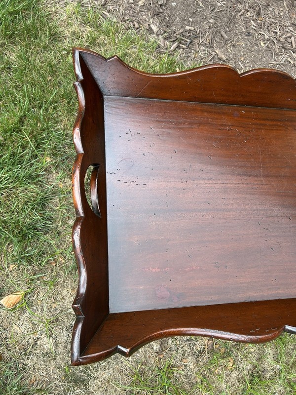 Antique Mahogany Tray Top Coffee Table with Carved Legs – 39.5” x 26” gallery