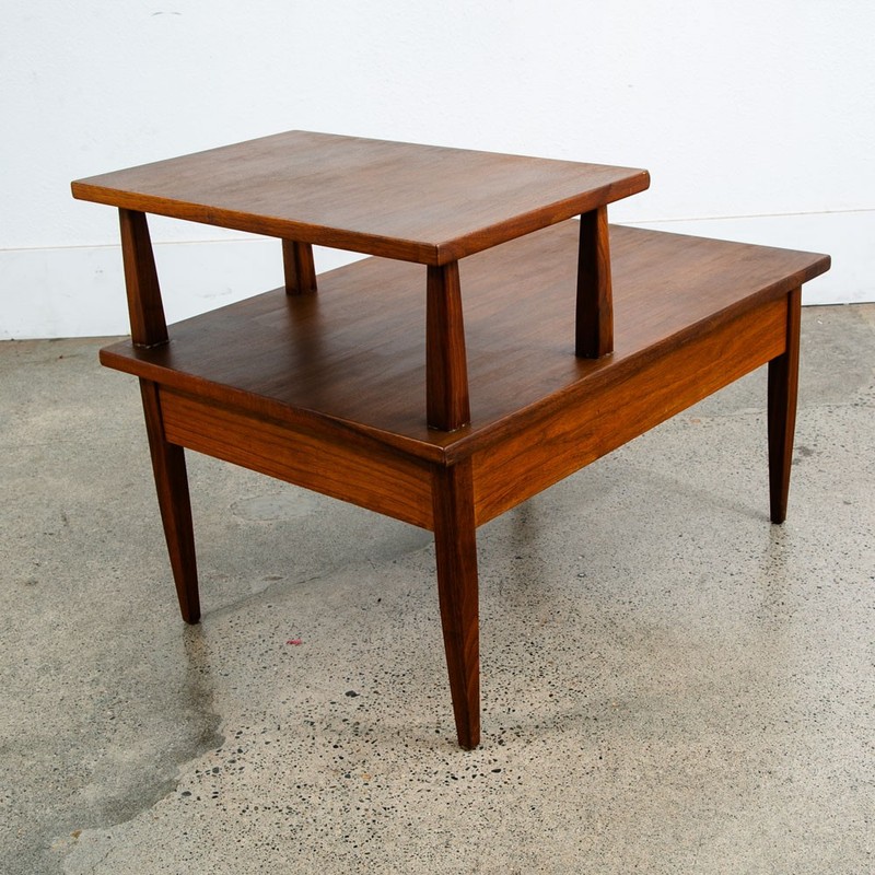Mid Century Modern Nightstand End Side Table Lane StepUp Walnut Drawer Widdicomb gallery