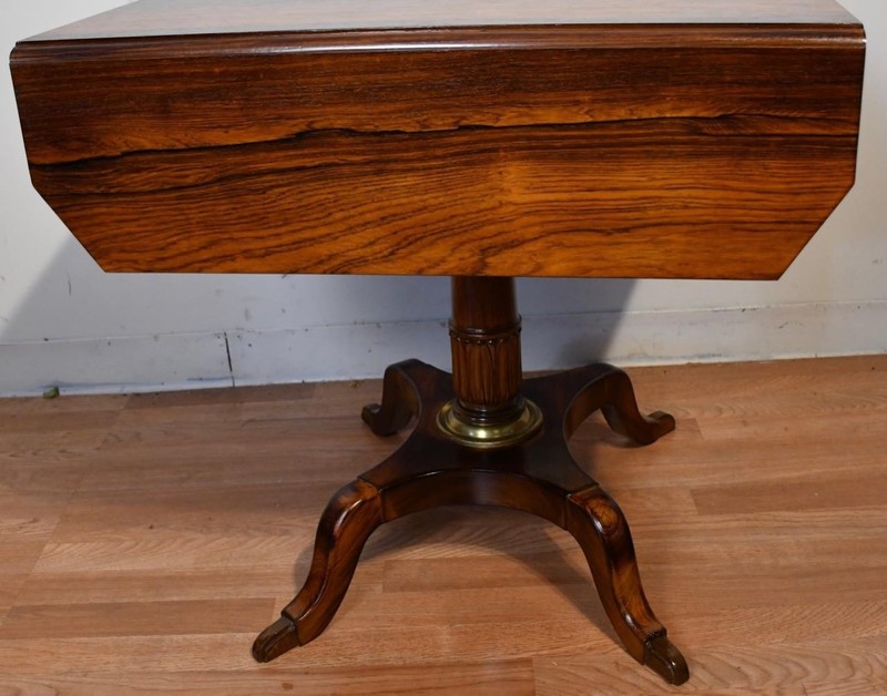1900s Antique English Regency Rosewood Pembroke drop-leaf side table gallery