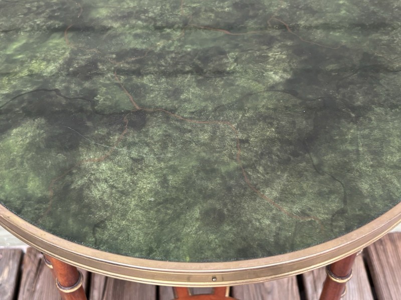 Beautiful John Widdicomb Marble Bronze Regency MCM Side End Table Signed Trinity gallery