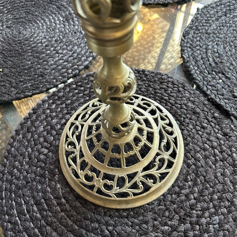 Vintage Round Marble-Top Side End Table / Plant Stand Side Table with Brass Base gallery