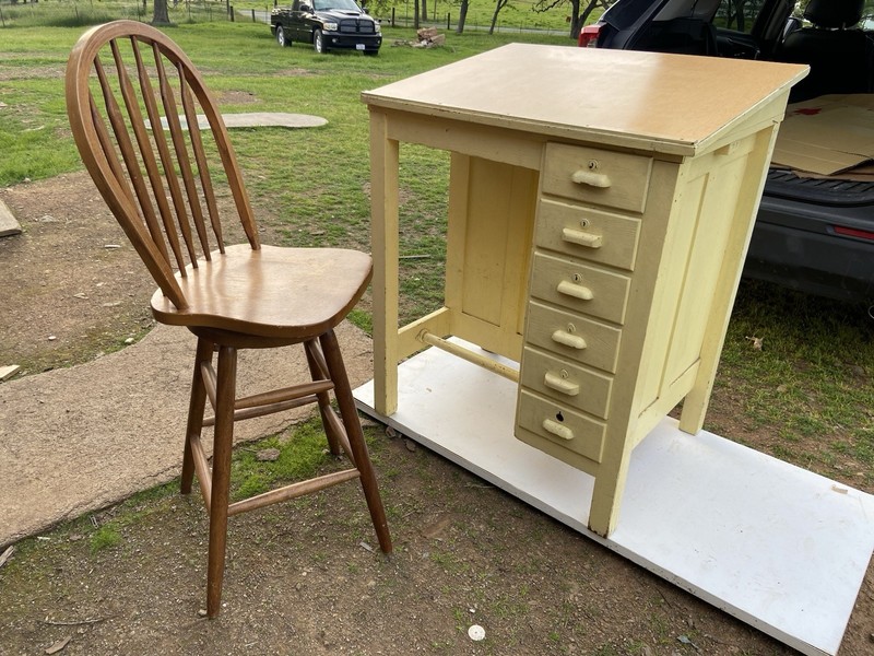 Antique Drafting Table , Watch Makers Desk &Chair Multipurpose Printers Cabinet