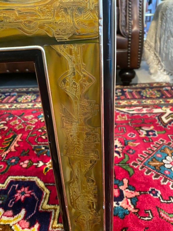 Vintage Bernhard Rohne Etched Acid Brass Coffee Table, 54" x 28 1/2" x 17 1/2" gallery