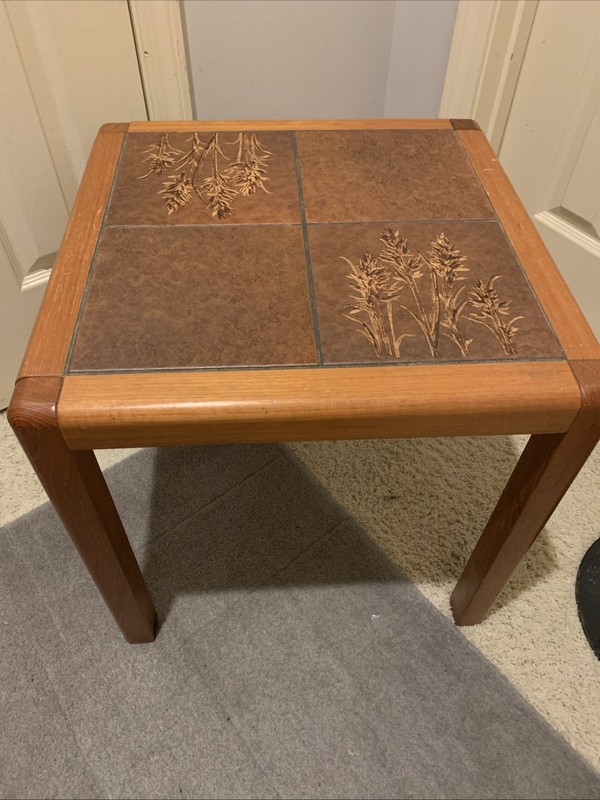 Vtg Danish Modern Style Tile Top Accent End Side Table