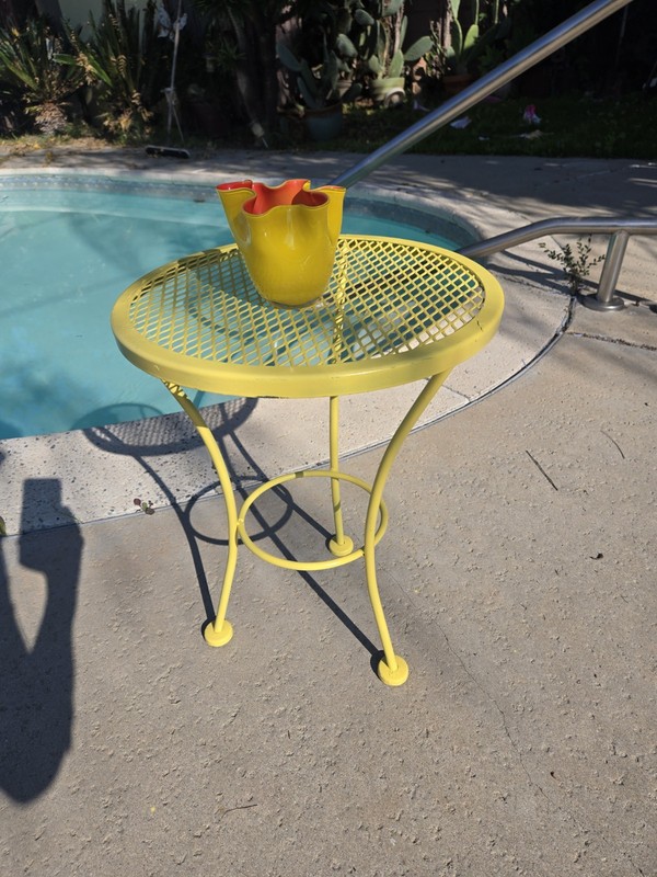 Mid Century Modern Yellow Steel Case Small Side Table Yellow Beauty