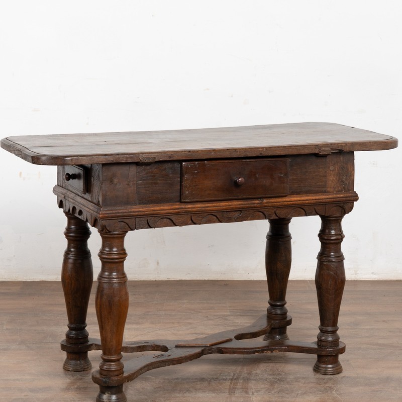 18th Century Baroque Oak Side Table Console with Drawers, Denmark