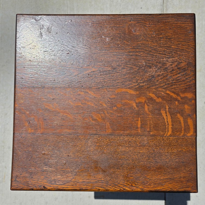 Antique Late Victorian Sewing Box Table 1890s English Tiger Oak Work Box Storage gallery