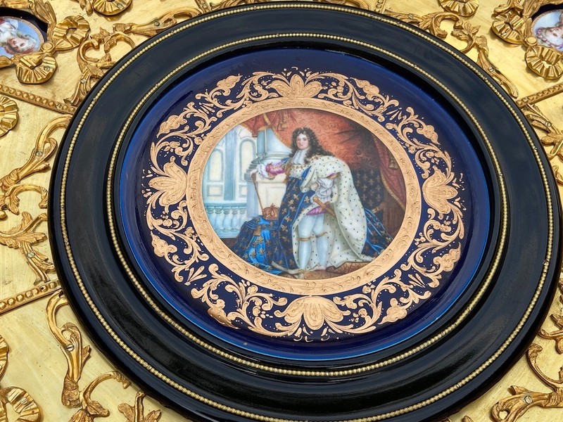 Table French Louis XVI Bronze Porcelain Center Vintage 1960s Royal gallery