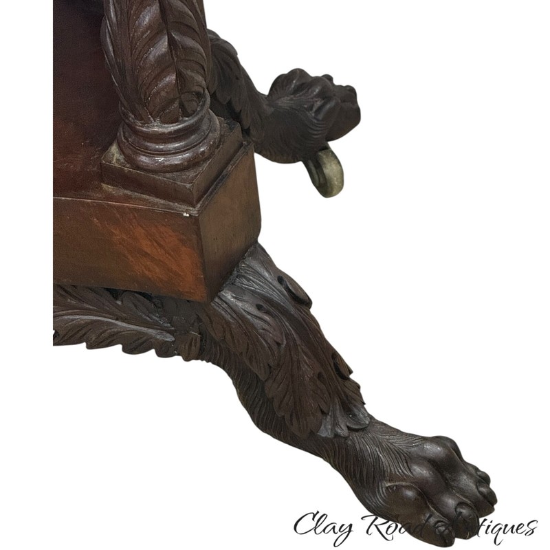 Antique NY classical federal card game table paw ft acanthus Allison Mahogany gallery