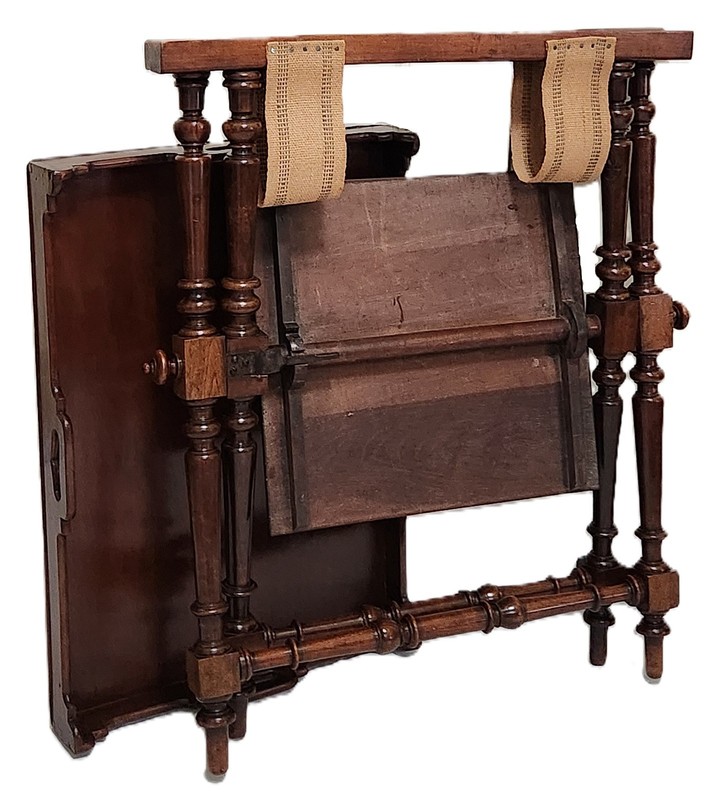 Tea Table, Butler Serving Tray, Folding Stand, Rare Shelf, Walnut, 29"t gallery