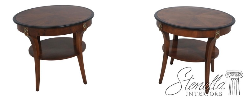 L71991: Pair French Empire Style Round Lamp Tables