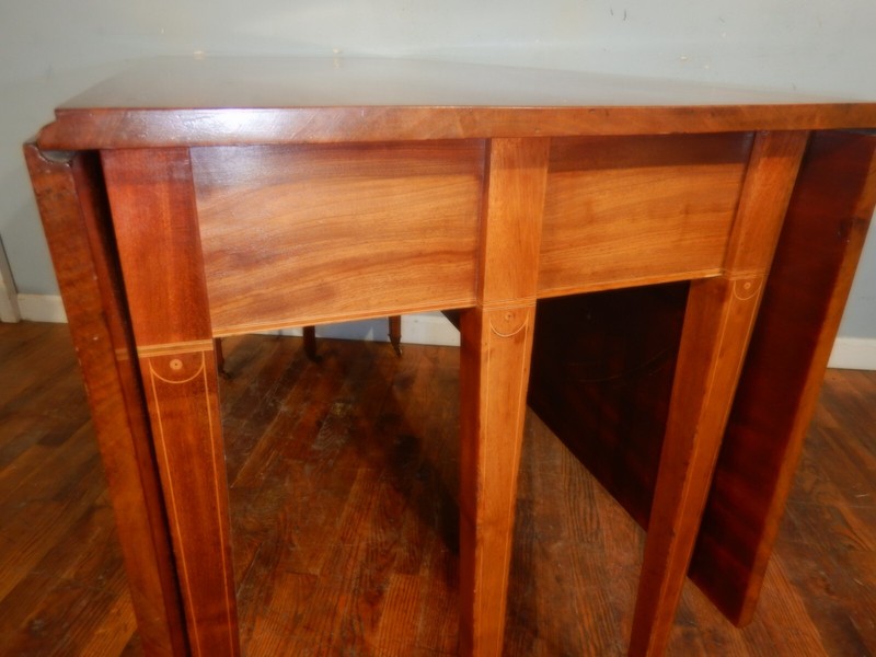 Antique Inlaid Hepplewhite Drop Leaf Table Double Gate Leg Mahogany gallery