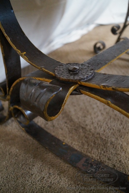 Antique Italian Hand Forged Iron Coffee Table w/ Mosaic Stone Top gallery