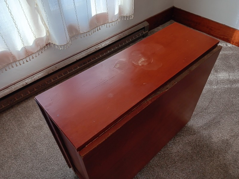 Vintage MCM Drop Leaf Table with 4 Folding Chairs gallery