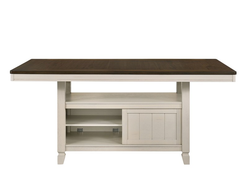 Oak Antique White Counter Dining Table with Storage Base gallery