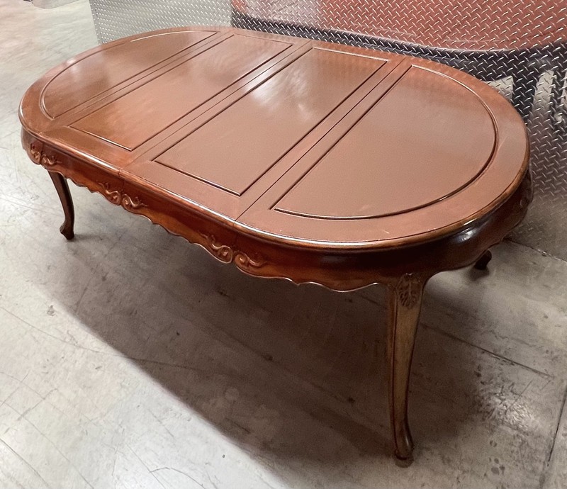 Vintage Oriental Style Extendable Oval Dining Table 2 in 1