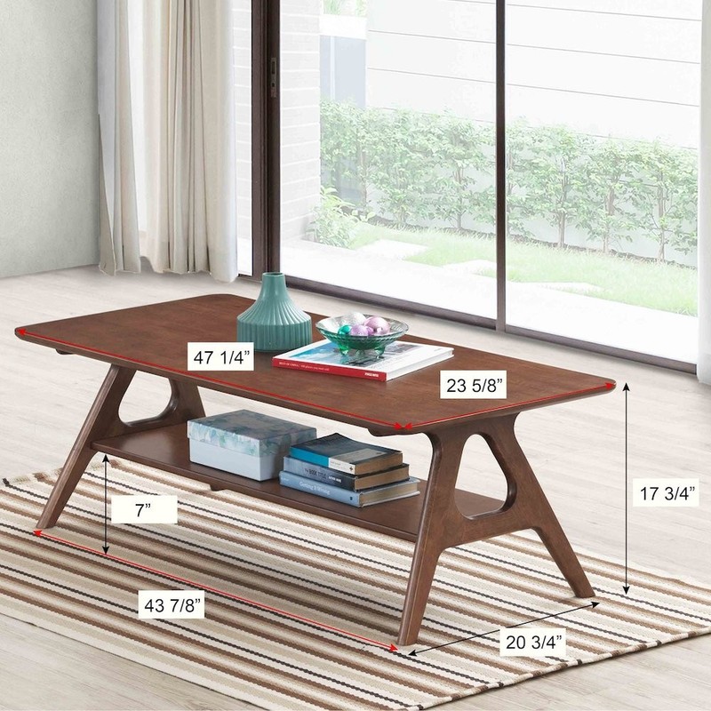 Arona Mid-Century Modern Wood Coffee Table with Shelf gallery