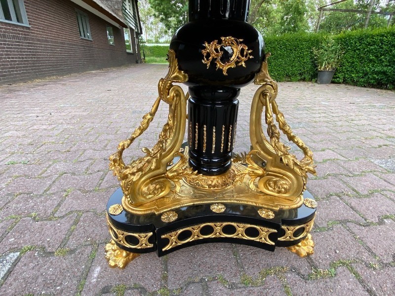 Table French Louis XVI Bronze Porcelain Center Vintage 1960s Royal gallery