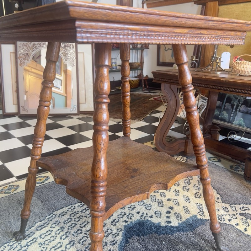 Antique Parlor Table w/ Marble Talon Glass Feet 1900's Original Condition gallery
