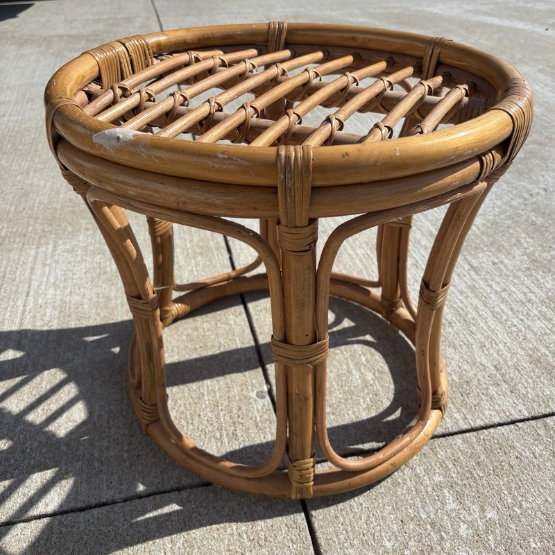 Rattan Vintage Boho Plant Stand Side Table Home Decor Furniture