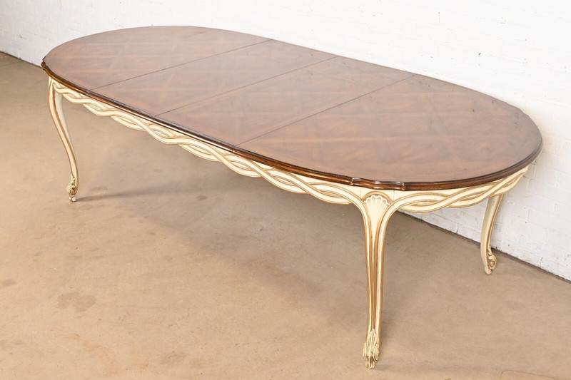 Karges French Provincial Louis XV Walnut and Parcel Painted Dining Table