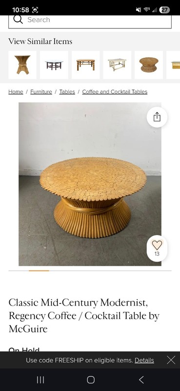 Classic Mid-Century Modernist, Regency Coffee / Cocktail Table by McGuire gallery