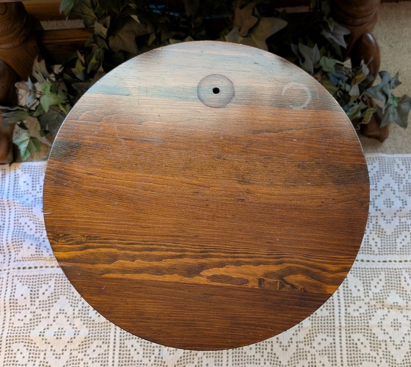 Vtg George B. Bent 2 Tier Maple Wood Round tri-leg Lamp End Table Night Stand gallery