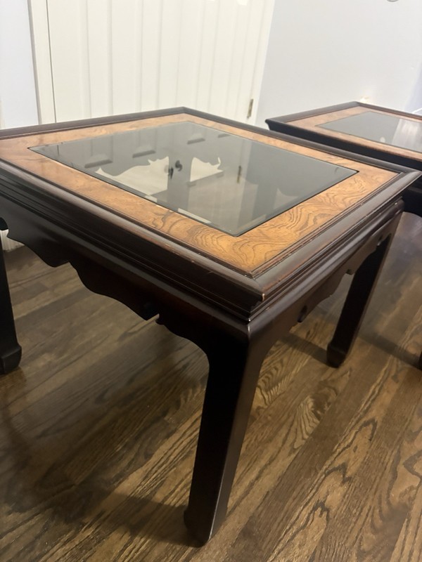 Vintage Distressed Wood Side End Table