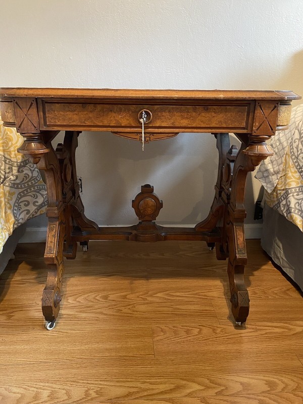 Antique Walnut Leather-Top Library Table gallery