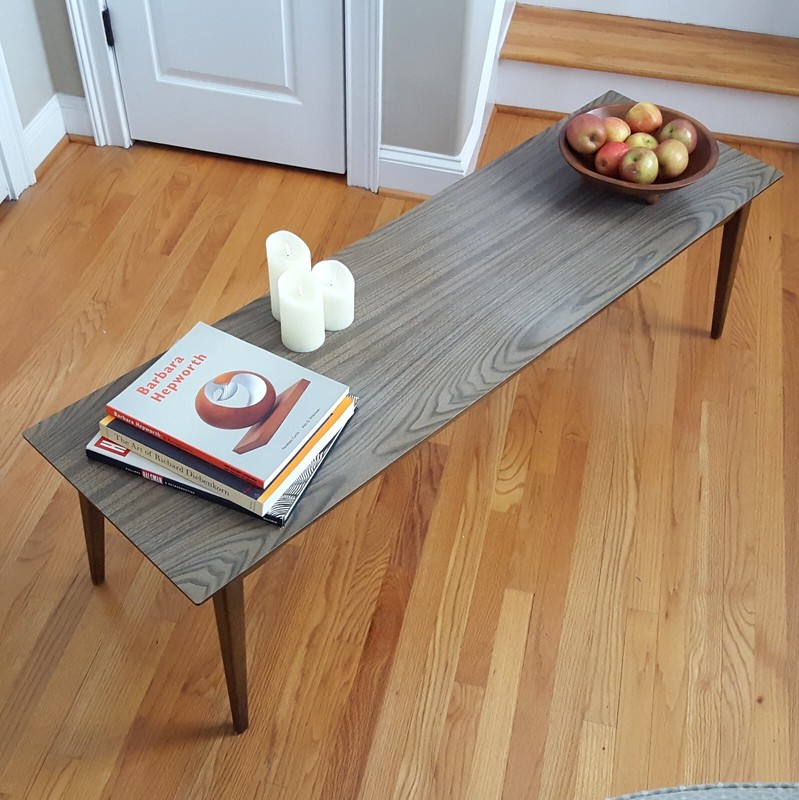 Vintage MCM Coffee Table Walnut Base/Legs Laminate Top Great Surfboard Design! gallery