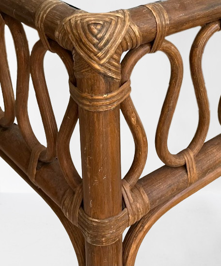 Vtg Rectangle Bamboo Rattan Wicker Table Base-Coffee,Tea End Table-Plant Stand