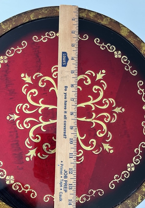 Gold &Red Italian Florentine Style Round Pedestal Accent Table 16”x27”H gallery