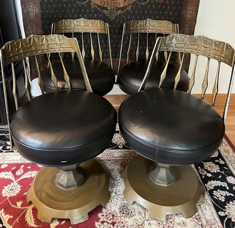 Vintage Gothic Kessler table and 4 swivel chairs gallery