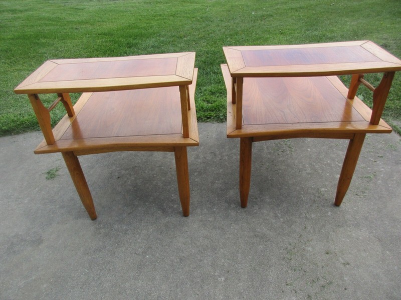 2 Lubberts & Mulder - Tomlinson Mid Century MCM Atomic Bow Tie Pecan End Tables gallery