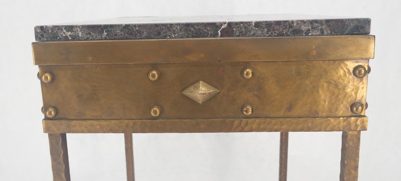 Solid Heavy Forged Copper Marble Top 18" Square Stand Lamp Table Pedestal MINT! gallery