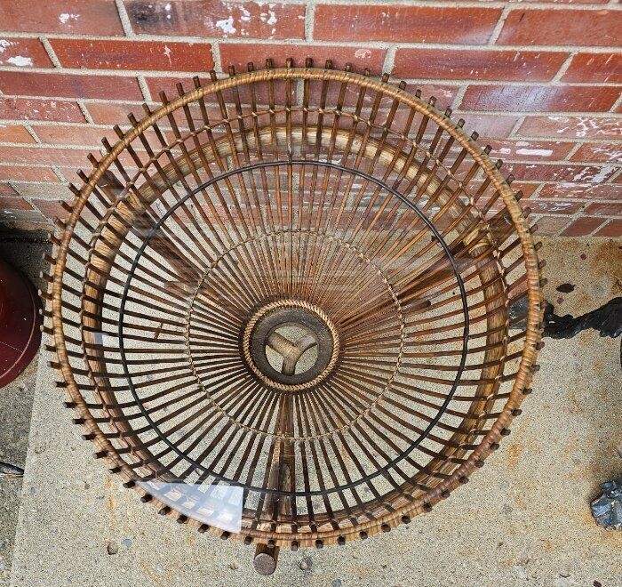 1960s Franco Albini Style Rattan Bamboo Fishing Basket Trap Table Handmade gallery