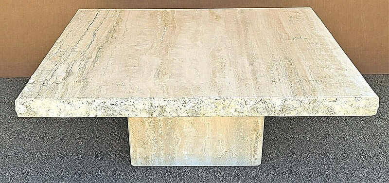 Midcentury Italian Travertine Side End Table by Stone International gallery