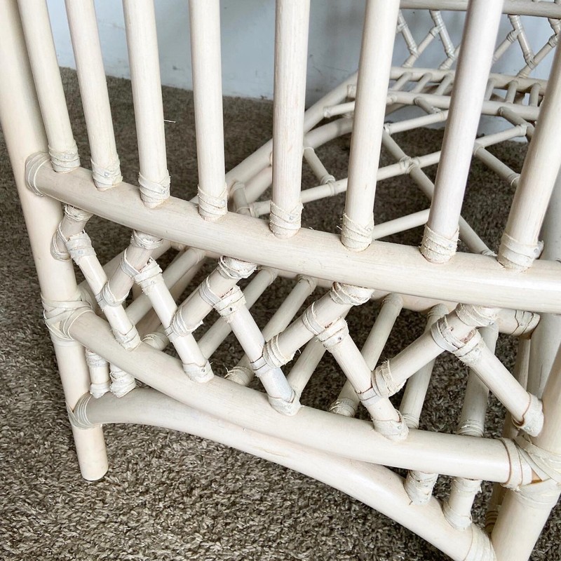 Boho Chic Bamboo Rattan Glass Top Console Tables by Ficks Reed gallery