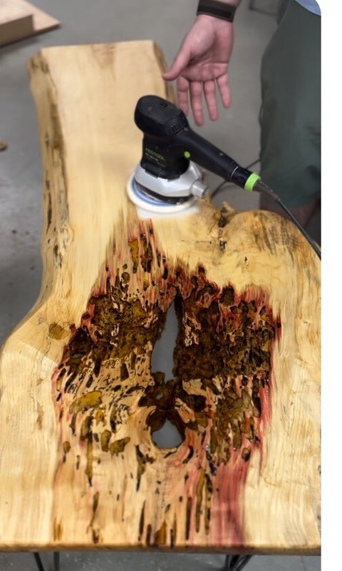 One of A Kind Box Elder Custom-Made Rustic Reclaimed Wood Table with Epoxy gallery