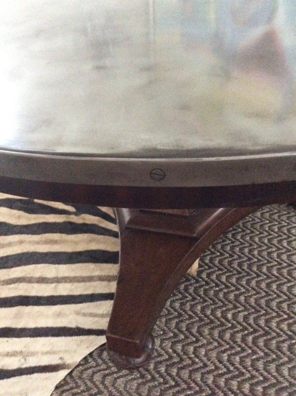 48” Antique English Round Zinc Topped Mahogany Table gallery