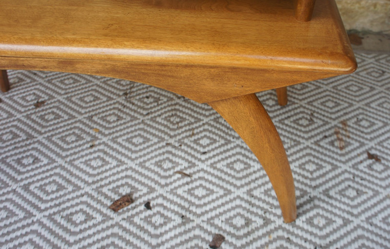 Mid Century Modern HEYWOOD WAKEFIELD step two tier end table bentwood legs HTF gallery