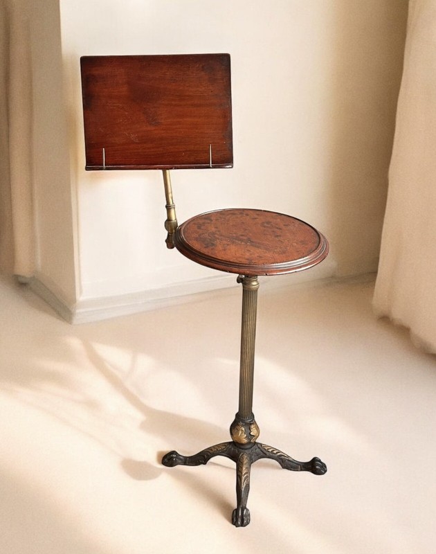 19th Century Accent Table Reading Stand Cast Iron and Mahogany
